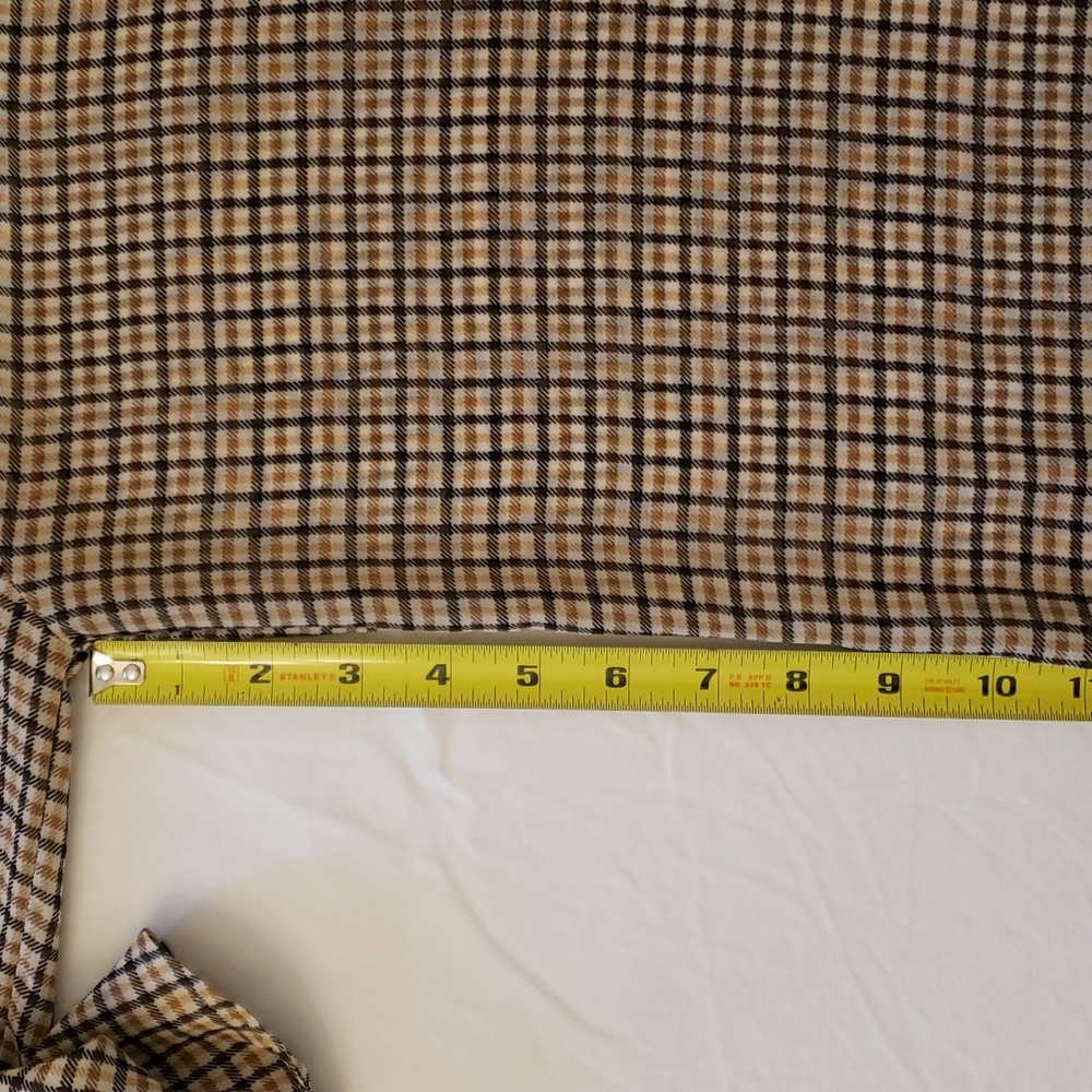 A New Day Sheer/Lightweight Plaid Mock Neck Top With Bell/Flair Sleeves - Picture 7 of 9